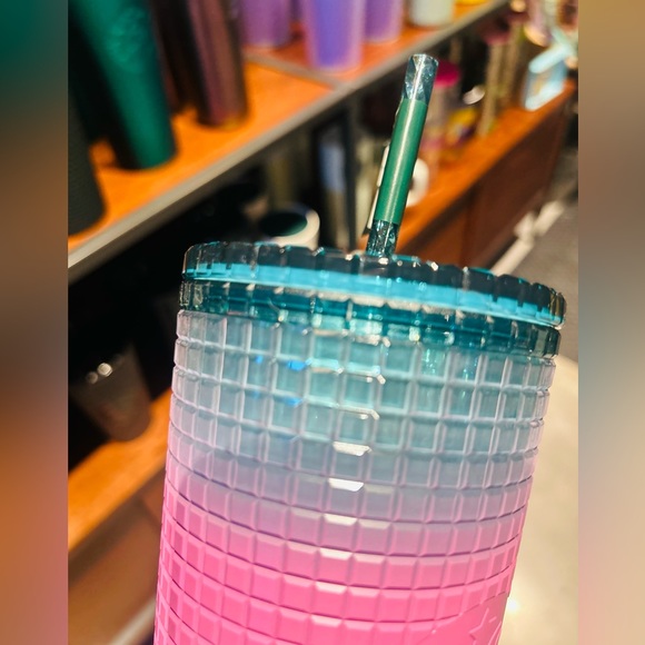 Starbucks Pink Ombré Grid Tumbler Gradient Cold Cup Tumbler Venti Valentines Day - Picture 6 of 10